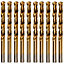 Rennie Tools Box Of 10 x 1.6mm HSS Jobber Drill Bits - Titanium TIN Coated for Steel, Non Ferrous Metals, Plastics & Wood DIN338