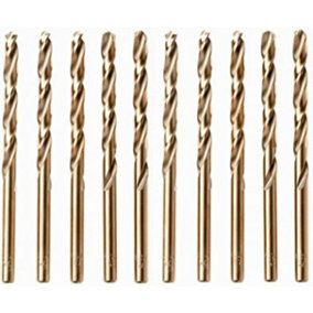 Rennie Tools Box of 10 x 1.7mm HSS Gold Cobalt Jobber Drill Bit Set For Stainless Steel, Hard Metals, Aluminium, Cast Iron, Copper