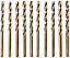 Rennie Tools Box of 10 x 19/64" HSS Gold Cobalt Jobber Drill Bit Set For Stainless Steel, Hard Metals, Aluminium, Cast Iron Copper
