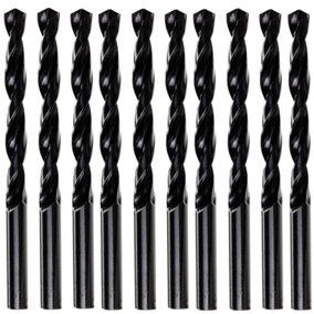 Rennie Tools Box Of 10 x 8.5mm HSS Jobber Drill Bits - Black Roll Forged HSS-R for Carbon + Alloy Steel, Plastics & Wood. DIN338