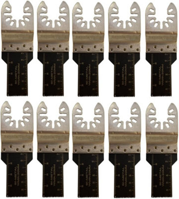 Rennie Tools Pack Of 10 x 20mm Wide Bi-Metal Oscillating Multi Tool Blades Set For Wood, Laminate, Nails & Drywall. Universal Fit