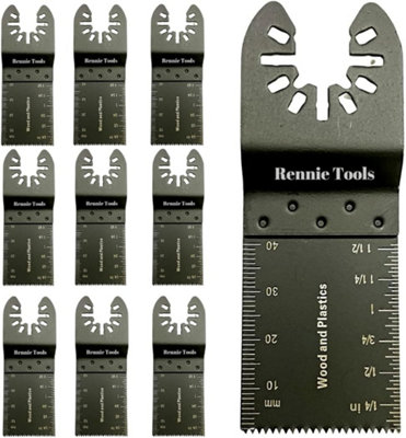 Rennie Tools Pack Of 10 x 35mm Oscillating Multi Tool Blades Set Compatible with Dremel Fein Multimaster Makita Etc Wood Saw Blade