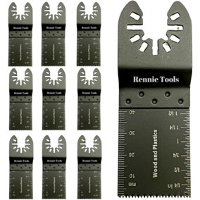 Rennie Tools Pack Of 10 x 35mm Oscillating Multi Tool Blades Set Compatible with Dremel Fein Multimaster Makita Etc Wood Saw Blade