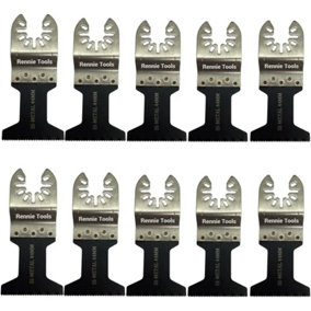 Rennie Tools Pack Of 10 x 44mm Wide Bi-Metal Oscillating Multi Tool Blades Set For Wood, Laminate, Nails & Drywall. Universal Fit