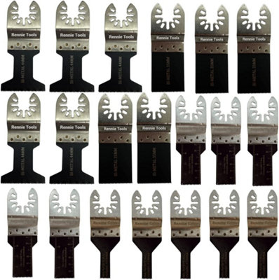 Rennie Tools Pack of 20 x Bi-Metal Mixed Multitool Blades for Wood, Nails, Non-Ferrous Metals. Oscillating Multi Tool Blades