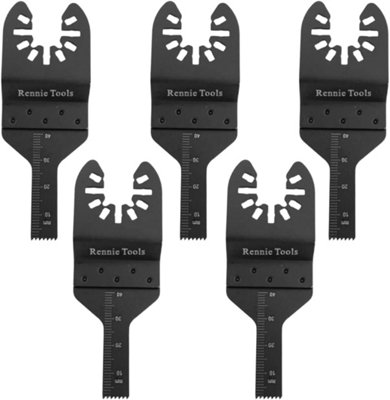 Rennie Tools Pack Of 5 x 10mm Wide Oscillating Multi Tool Blades Set For Wood & Plastic. Universal Fit Multitool Blades