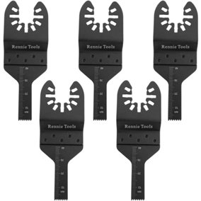 Rennie Tools Pack Of 5 x 10mm Wide Oscillating Multi Tool Blades Set For Wood & Plastic. Universal Fit Multitool Blades