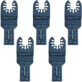 Rennie Tools Pack Of 5 x 20mm Wide Oscillating Multi Tool Blades Set For Wood & Plastic. Universal Fit Multitool Blades