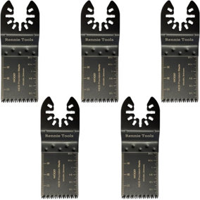 Rennie Tools Pack Of 5 x 34mm Wide Coarse Cut Oscillating Multi Tool Blades For Wood & Plastic. Universal Fit Multitool Blades