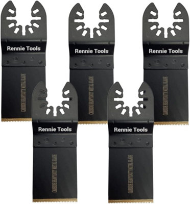 Rennie Tools Pack Of 5 x 35mm Wide Heavy Duty Carbide Oscillating Multitool Blades For Hard Metals, Stainless Steel Etc