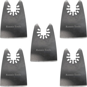 Rennie Tools Pack Of 5 x 52mm Wide Flat Scraper Oscillating Multitool Blades for Scraping Cutting Removing Paint Adhesive Sealant