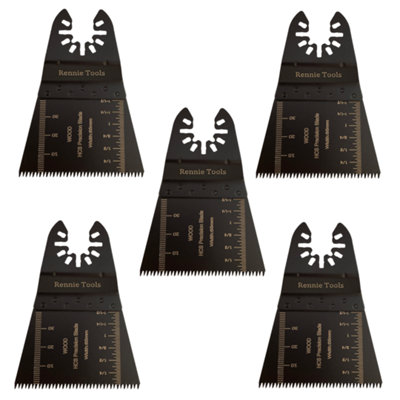 Rennie Tools Pack Of 5 x 65mm Wide Coarse Cut Oscillating Multi Tool Blades For Wood, Plastics, Drywall Etc. Universal Fitting