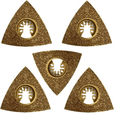 Rennie Tools Pack Of 5 x 78mm Triangular Carbide Rasp Oscillating Multi Tool Blades For Grout, Mortar, Concrete & Masonry.