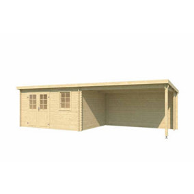 Reno-Log Cabin, Wooden Garden Room, Timber Summerhouse, Home Office - L780 x W313.9 x H210.9 cm