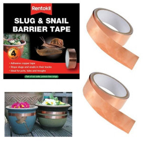 Rentokil Chemical Free Slug Snail Repellent Adhesive Plant Pot Copper 4M Tape X2