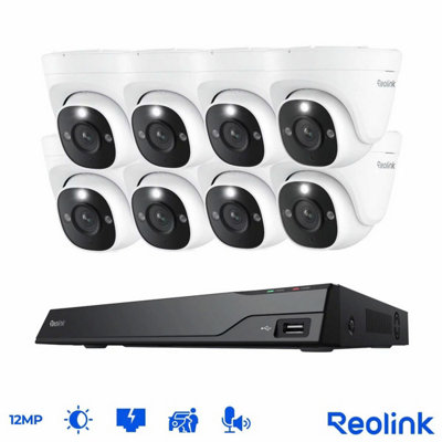 Reolink 12MP 4K+ CCTV Security Camera Kit, 8 PoE Turret Cameras, 16 ...