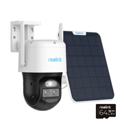 Reolink 2K TrackMix Auto tracking PTZ 6x Zoom WiFi Adv AI detection, Colour night vision cam with Solar panel + 64GB MicroSD card