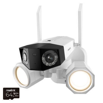 Reolink 4K Duo 2 WiFi 180 degree view, Advanced AI detection, Colour night vision Floodlight Camera +64GB MicroSD card Price Comparisons | Compare The Build