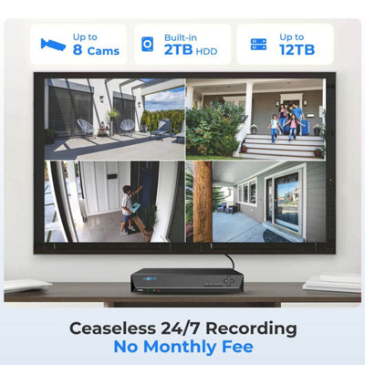 Reolink 4K+ UHD NVR PoE AI Person/Vehicle Detection, 8 Channel with 4x Bullet Camera kit (expandable) 2TB HDD