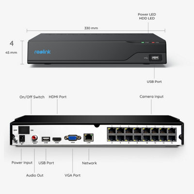 Reolink NVR 16 channel PoE Smart AI Person/Vehicle detection with 4TB HDD