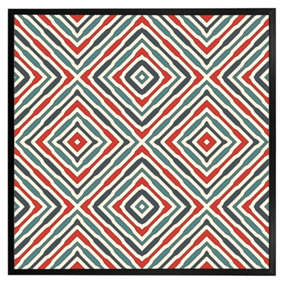Repeated squares and rhombuses ornamental abstract tribal motif (Picutre Frame) / 24x24" / White
