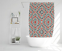 Repeated squares and rhombuses ornamental abstract Tribal motif (Shower Curtain) / Default Title