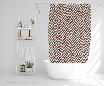 Repeated squares and rhombuses ornamental abstract Tribal motif (Shower Curtain) / Default Title Price Comparisons | Compare The Build
