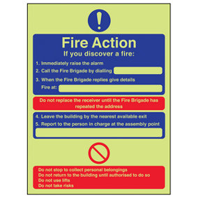 Replace Reciever Fire Action Sign - Glow in the Dark - 150x200mm (x3)