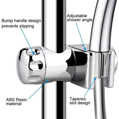 Adjustable Shower Head Holder For 25mm Slide Bars – Chrome ABS Wall Bracket With 90° Tilt, Universal Hand Shower Clamp For Bathroom