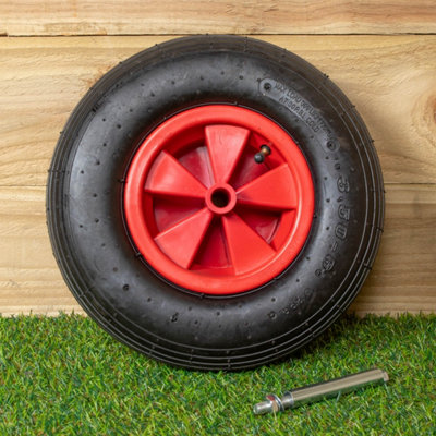 Replacement 13" x 3" Pneumatic Garden Wheelbarrow Wheel With Axle