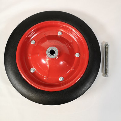 Replacement 13" x 3" Puncture Proof / Solid Wheelbarrow Wheel With Axle