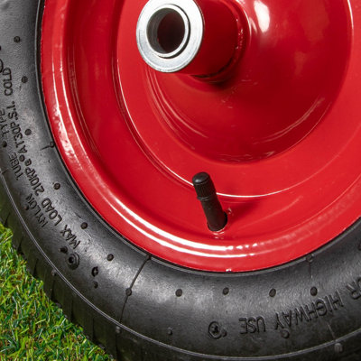 Replacement 15" x 3.4" Pneumatic Heavy Duty Garden Wheelbarrow Wheel & Axel In Red - 7