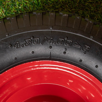 Replacement 15" x 3.4" Pneumatic Heavy Duty Garden Wheelbarrow Wheel & Axel In Red - 4