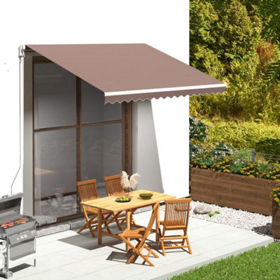 Replacement Fabric for Awning Garden Sun Shade Canopy Gazebo for Back Door, Porch, Patio Brown 3.5x2.5 m