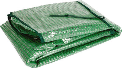 Replacement Reinforced Green PE Cover for Large Walk-In Greenhouse - Heavy Duty 130gsm with 2 Mesh Windows