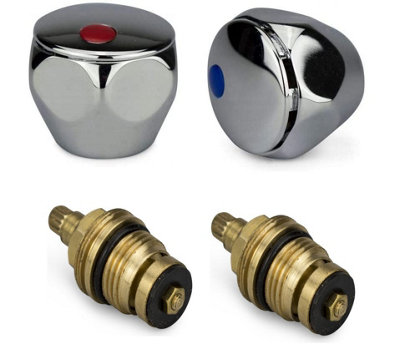 Replacement Standard Hot & Cold Tap 1/2'' Head Covers Metal Chrome Plated Red and Blue Top Sold in Pair Price Comparisons | Compare The Build