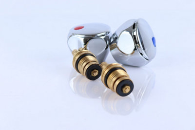 Replacement Standard Hot & Cold Tap 1/2'' Head Covers Metal Chrome Plated Red and Blue Top Sold in Pair