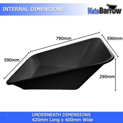 Replacement Wheelbarrow Body Tray - Universal Barrow Pan - 85L - Black