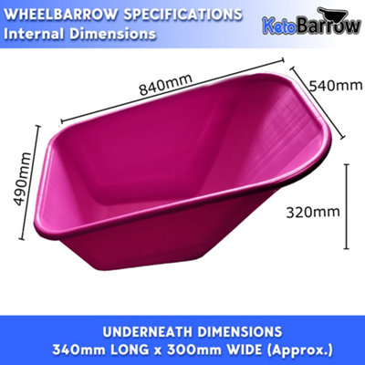 Replacement Wheelbarrow Tray Body - Plastic Pan - 110L - Pink