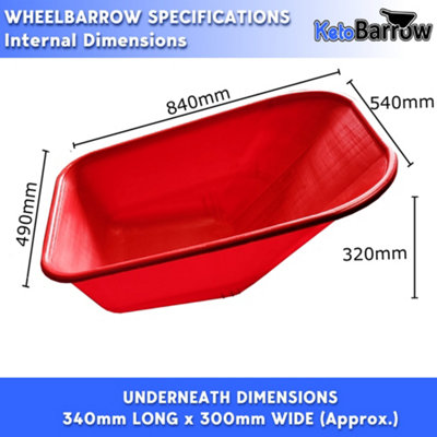 Replacement Wheelbarrow Tray Plastic Pan - 110L - Red