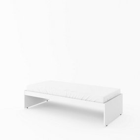 Replay Minimalist Single Bed with Mattress - Versatile White Gloss, Customisable Handles - W2060mm x H440mm x D950mm