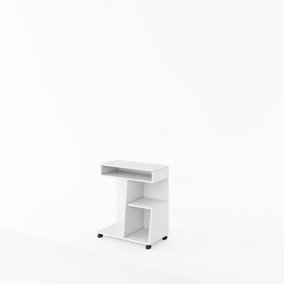 Replay RP-10 Mobile Sideboard Cabinet, White Gloss with White Matt Carcass - W650mm x H750mm x D370mm