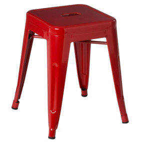 Replica Red Powder Coated Metal Cubic Square Stool