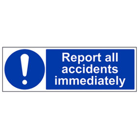 Report All Accidents Immediately Work Safety Sign - Rigid Plastic - 300x100mm (x3)
