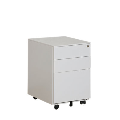 Requena 3 Drawers Mobile File Cabinet with 5 wheels Lockable Storage ...
