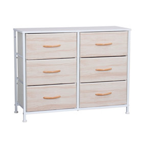 Requena Chest of Drawers, 6 Drawers with Wood Top and Large Storage Space, Easy to Install Room Organizer CD-5826-Beech-White