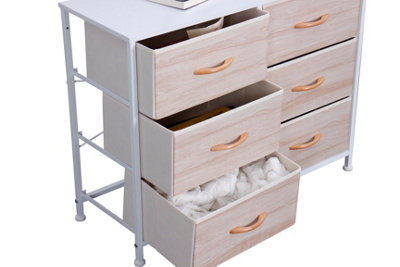 Requena Chest of Drawers, 6 Drawers with Wood Top and Large Storage Space, Easy to Install Room Organizer CD-5826-Beech-White
