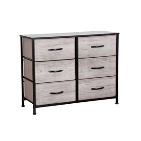 Requena Chest of Drawers, 6 Drawers with Wood Top and Large Storage Space, Easy to Install Room Organizer CD-5826-Grey-Black