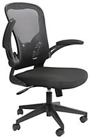 Requena Ergonomic Desk Chair, Mesh Chair with Flip-up Armrest & Lumbar Support Office Chair Adjustable Height BOC116 Black