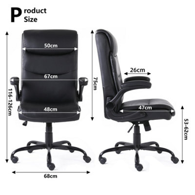 Requena Executive Black Office Chair with Flip up Armrest Durable